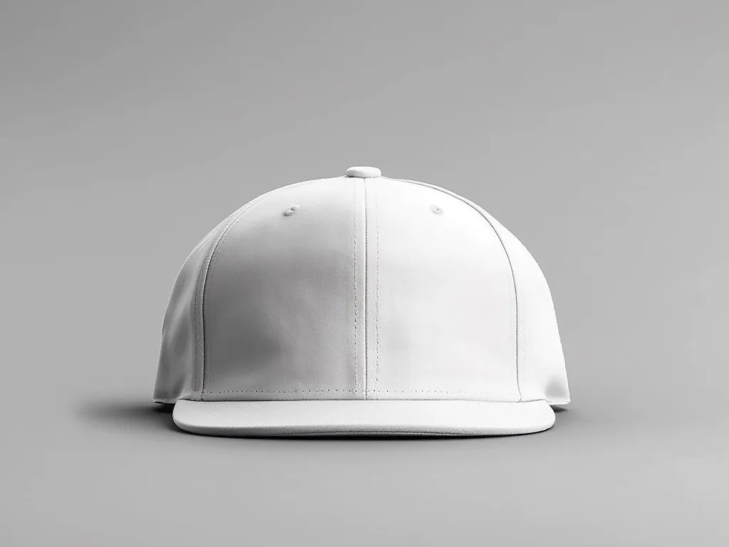 A plain white snapback cap