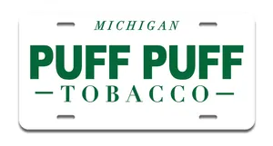 Puff Puff Tobacco Michigan license plate sticker